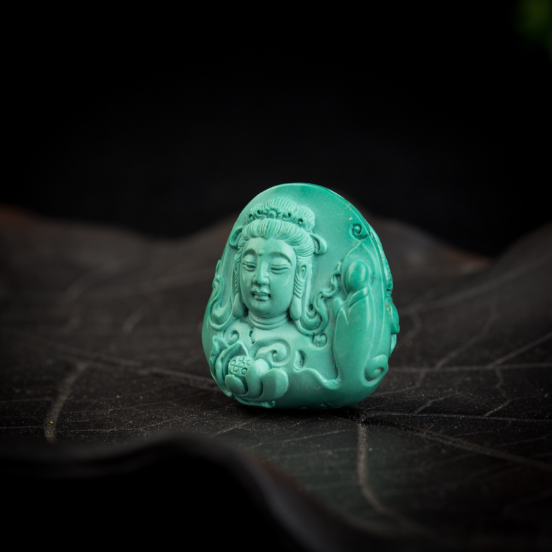 蓝绿绿松石问道吊坠-红掌柜