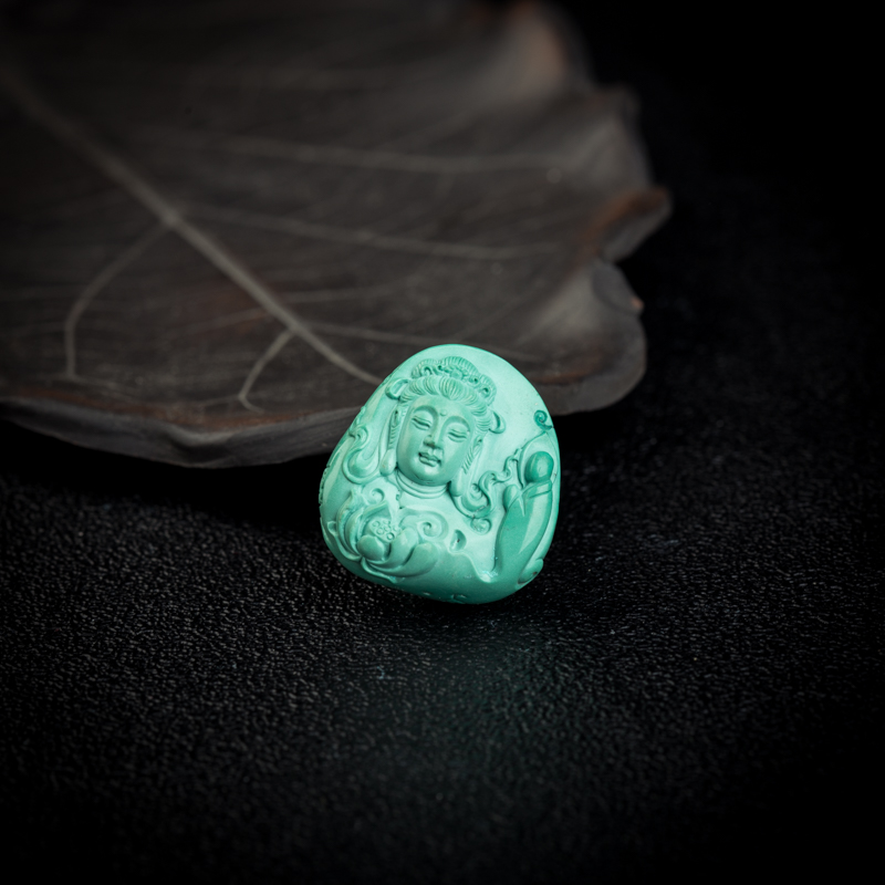 高瓷蓝绿绿松石吊坠-红掌柜