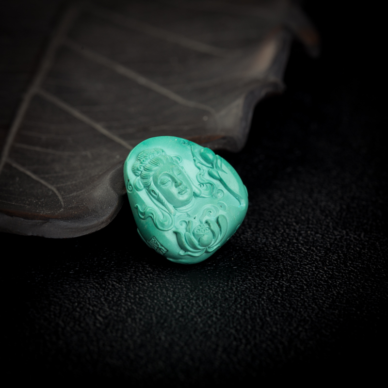 蓝绿绿松石吊坠-红掌柜