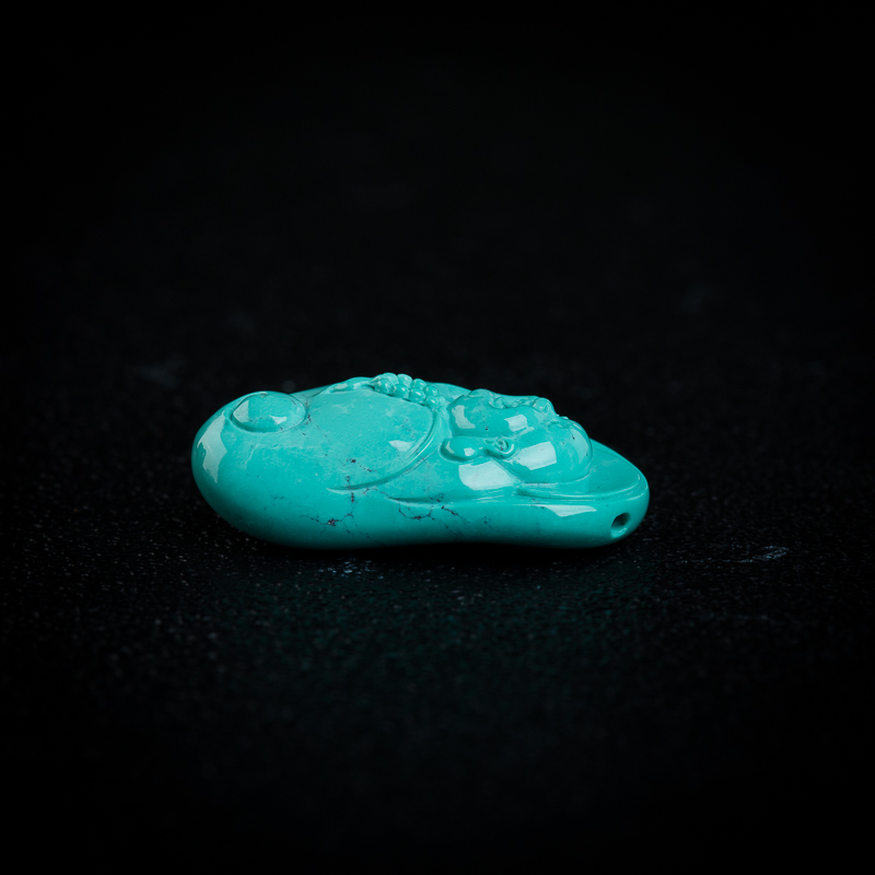 天然绿松石弥勒佛吊坠-红掌柜