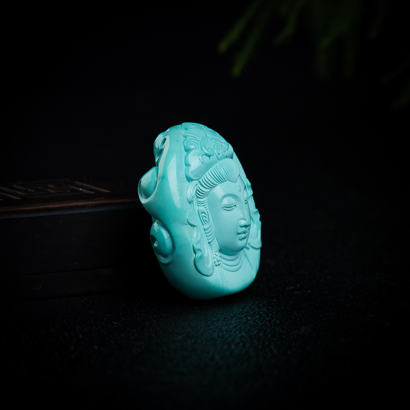 蓝绿松石观音吊坠-红掌柜