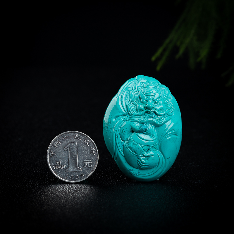 高瓷蓝绿绿松石钟馗挂坠-红掌柜