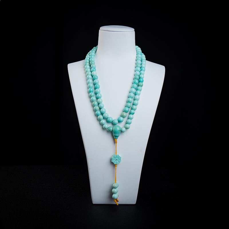 高瓷蓝绿绿松石108佛珠-红掌柜