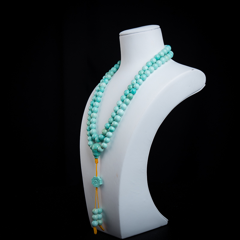 蓝绿绿松石108佛珠-红掌柜