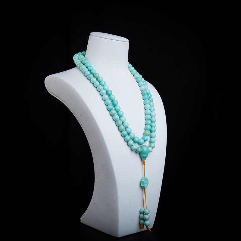 高瓷蓝绿绿松石佛珠-红掌柜