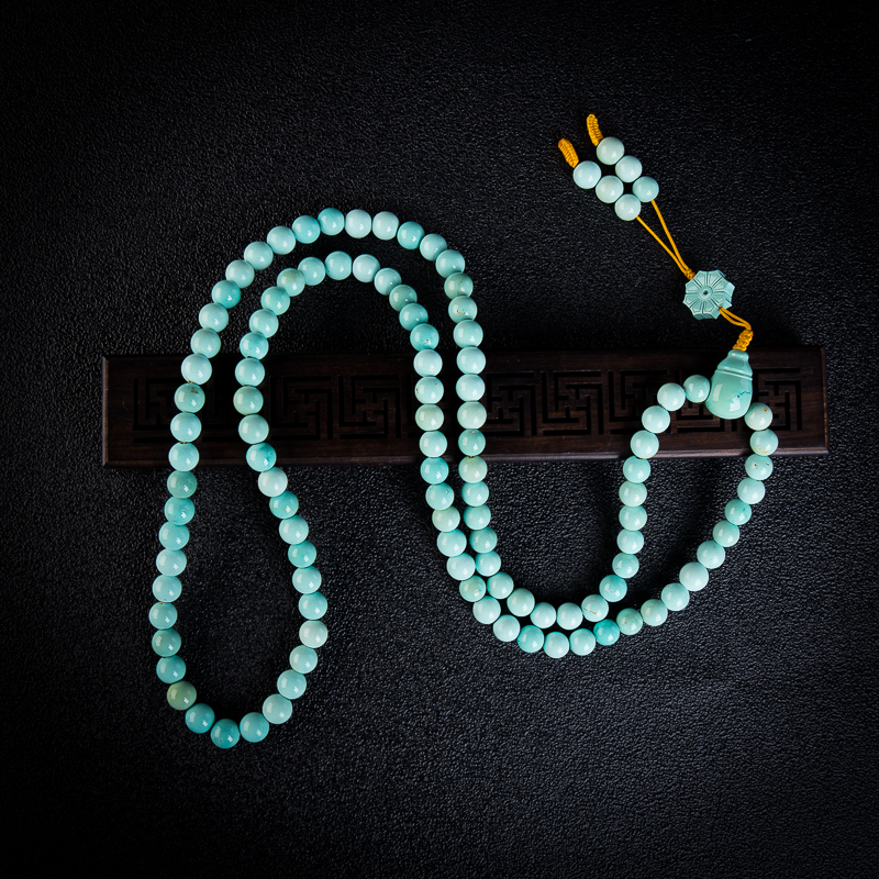 高瓷绿松石108佛珠-红掌柜