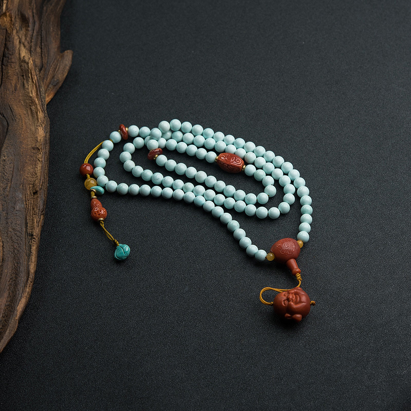 中瓷浅蓝绿松石长链-红掌柜