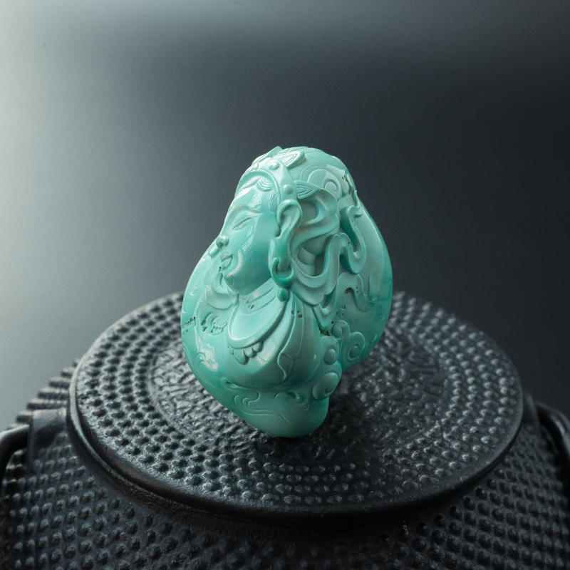 天然绿松石渡母吊坠-红掌柜