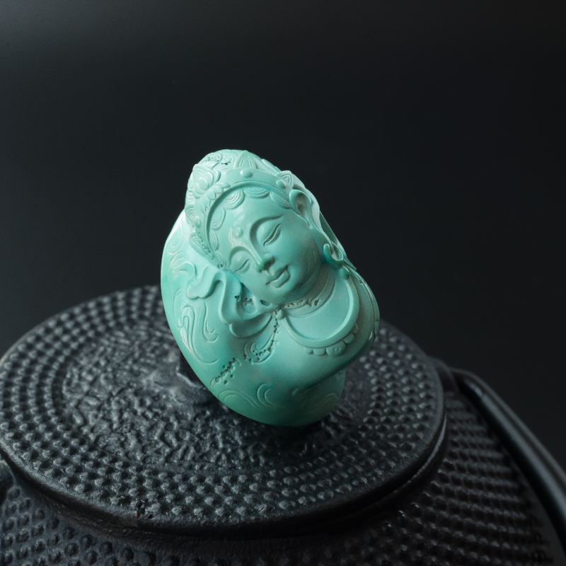 湖北天然绿松石吊坠-红掌柜