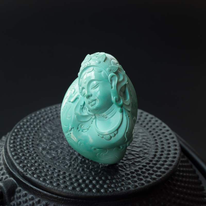 湖北天然绿松石渡母吊坠-红掌柜