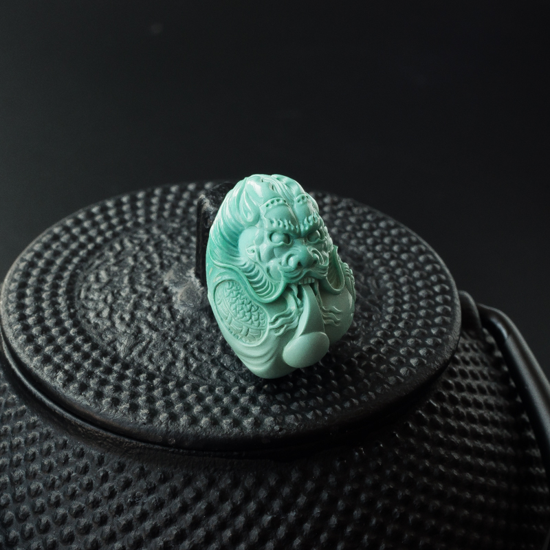 天然绿松石龙头吊坠-红掌柜