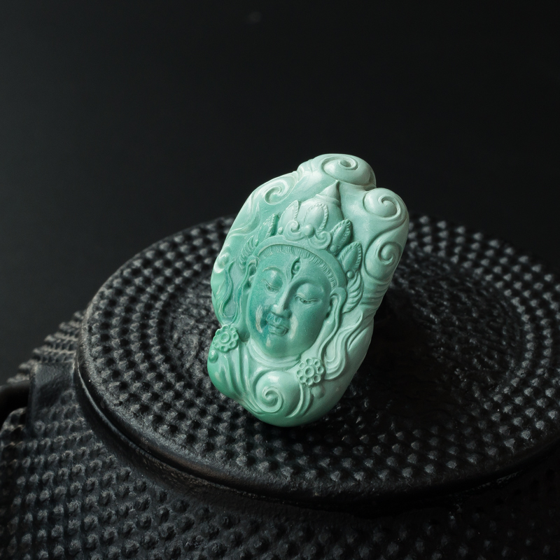 天然绿松石度母吊坠-红掌柜