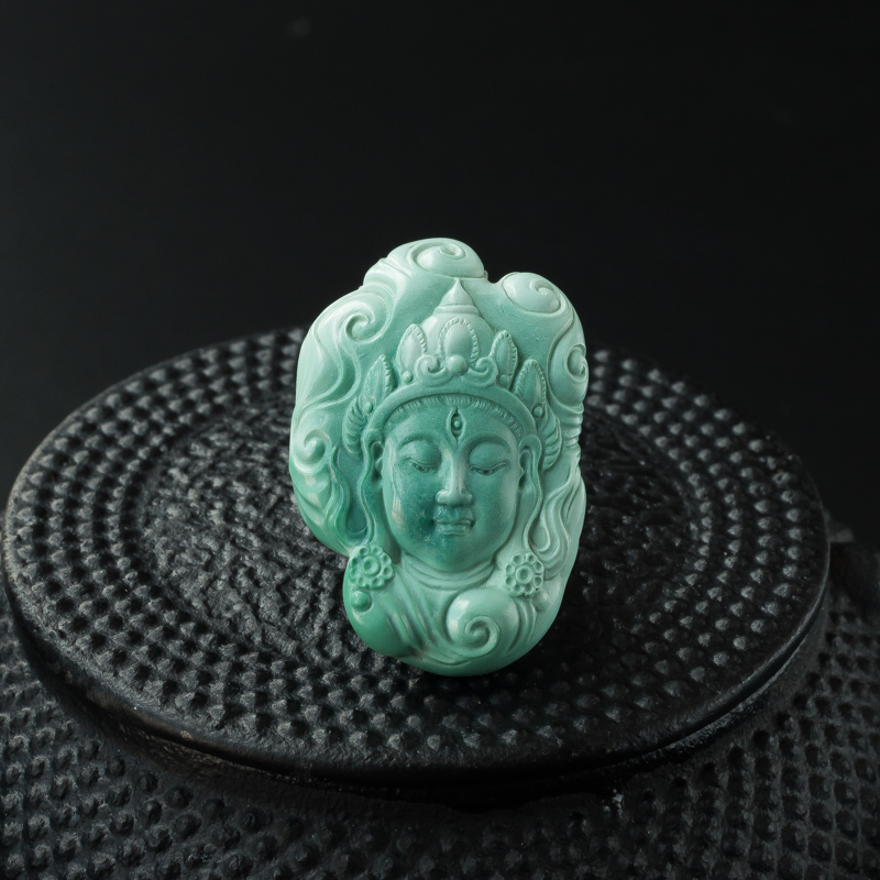 湖北天然绿松石度母吊坠-红掌柜