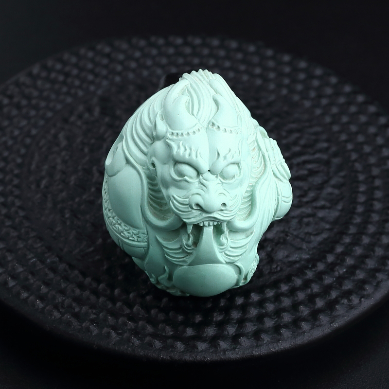 湖北天然绿松石龙头吊坠-红掌柜