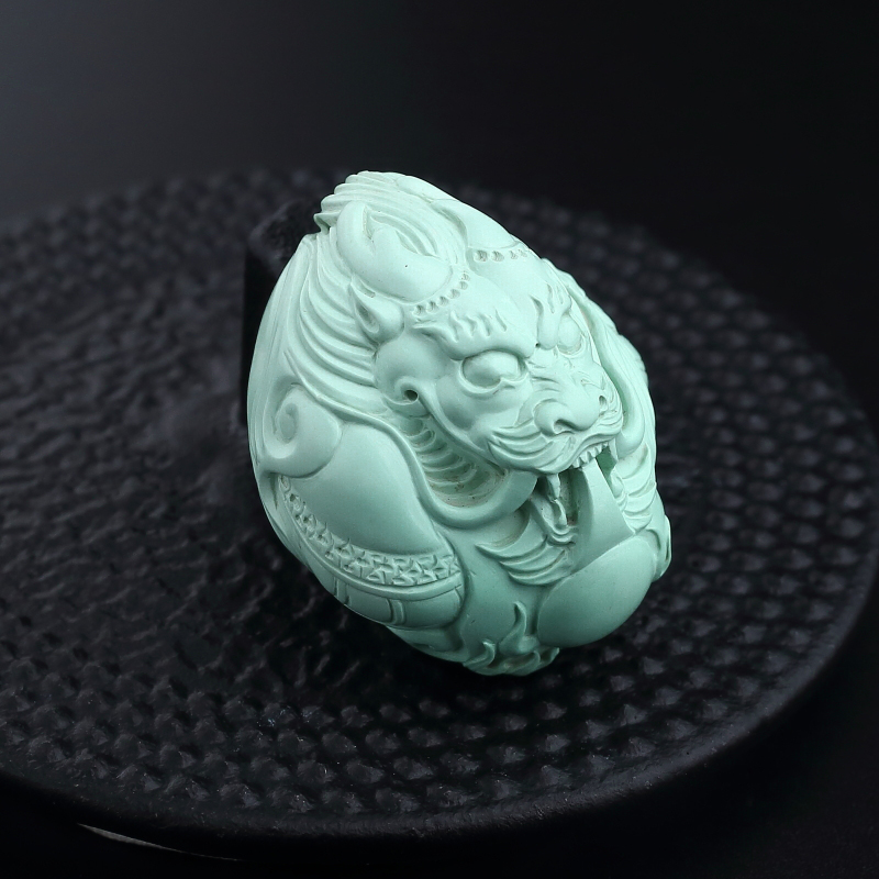 天然绿松石龙头吊坠-红掌柜