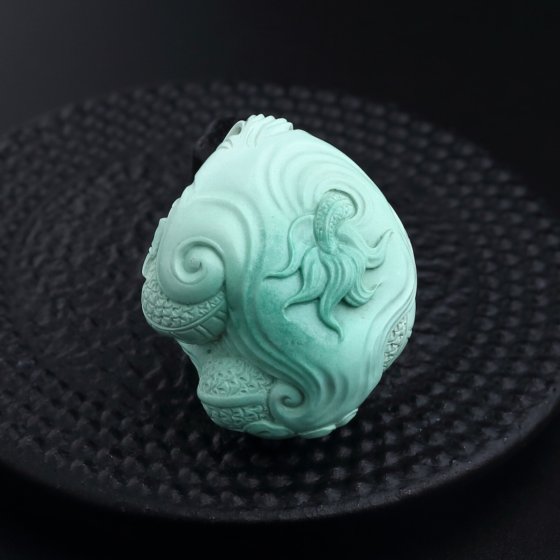 湖北天然绿松石吊坠-红掌柜