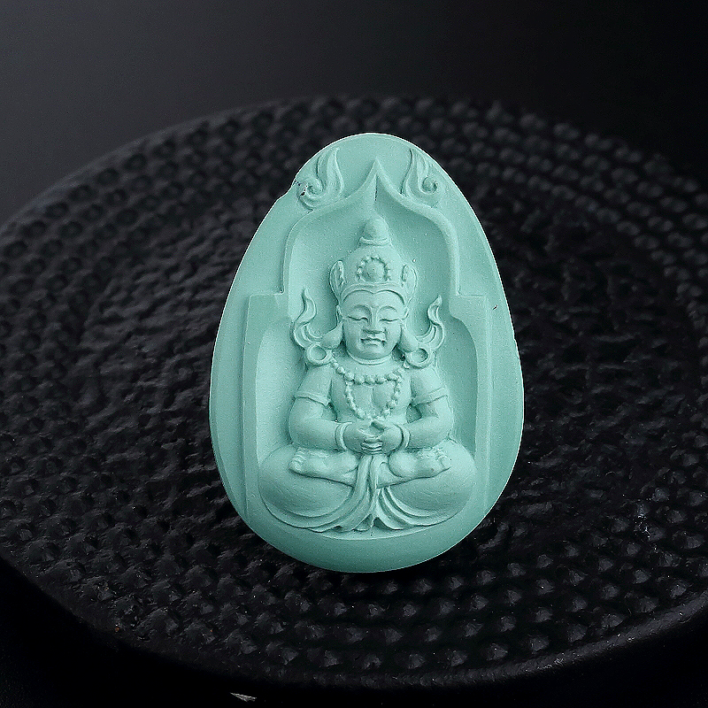 湖北天然绿松石宝宝佛吊坠-红掌柜