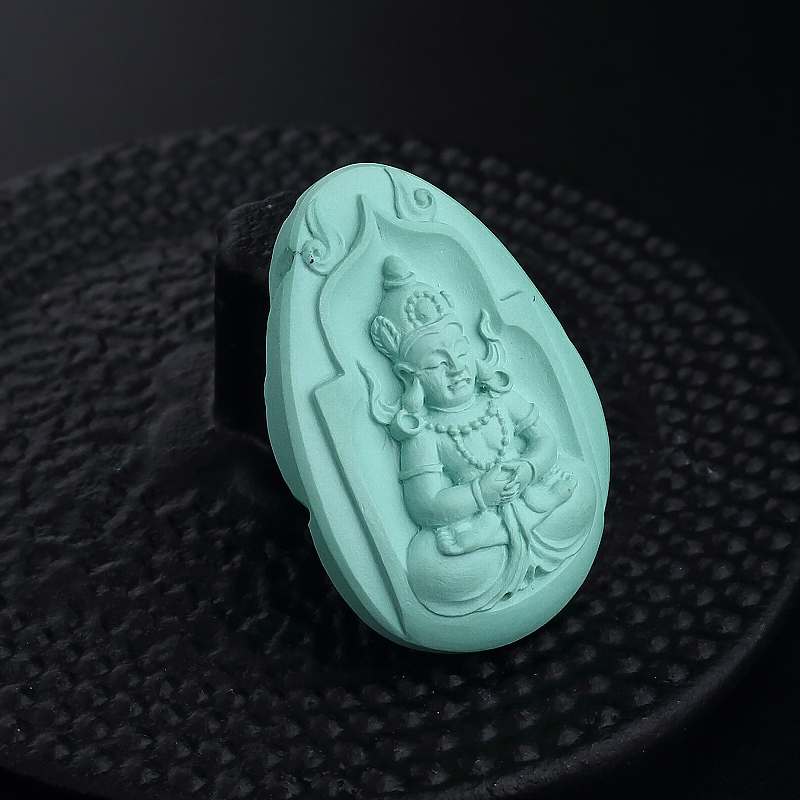 天然绿松石宝宝佛吊坠-红掌柜