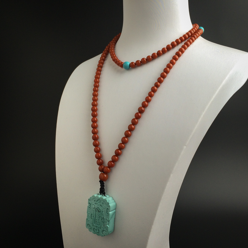 绿松石斋戒牌项链 - 红掌柜