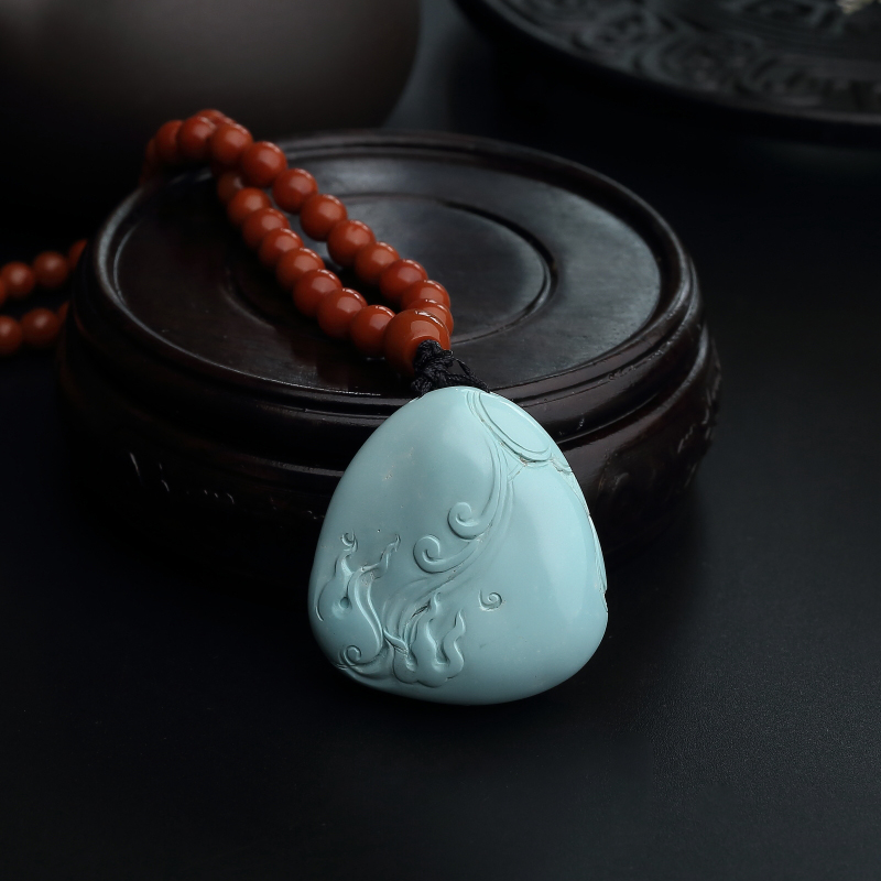 天然绿松石观音吊坠-红掌柜