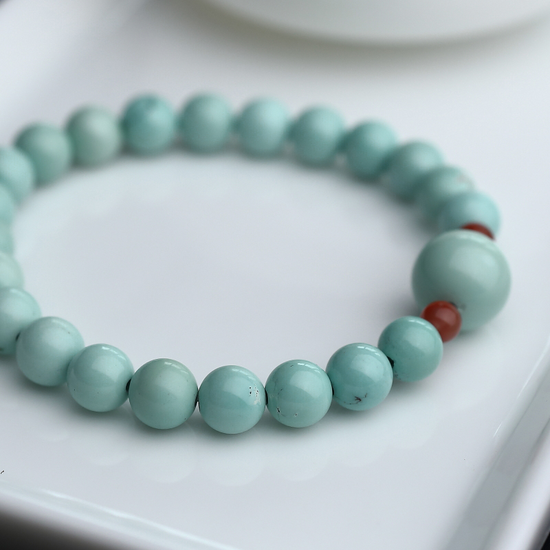 天然绿松石手串-红掌柜