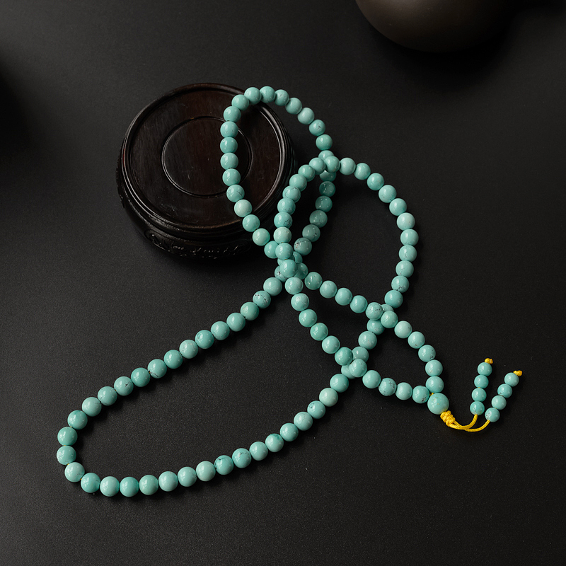 7.5mm天然绿松石佛珠108手串-红掌柜