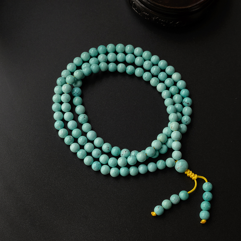 7mm湖北天然绿松石佛珠108手串-红掌柜