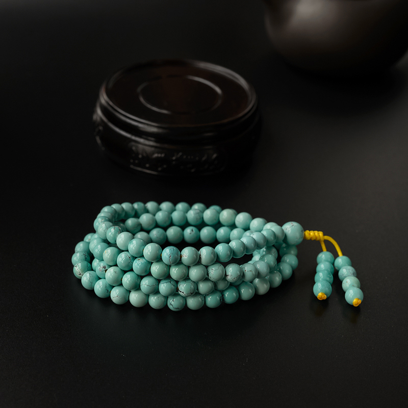 湖北天然绿松石佛珠108手串-红掌柜