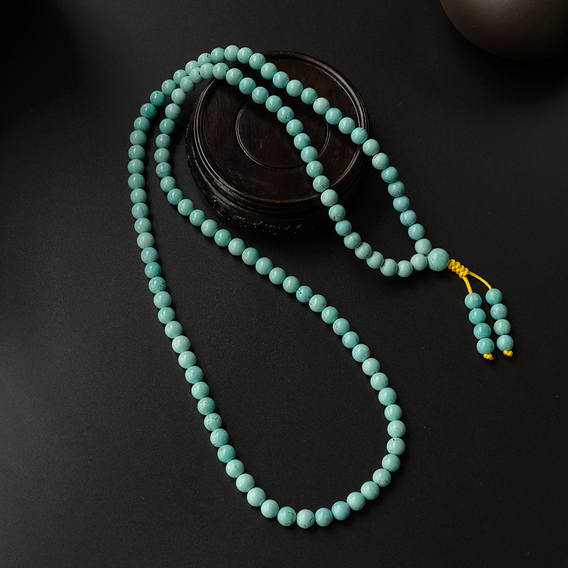 7mm天然绿松石佛珠108手串-红掌柜