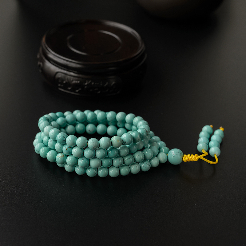 湖北天然绿松石佛珠108挂珠-红掌柜