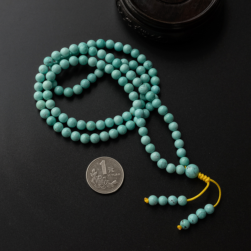 6.5mm湖北天然绿松石佛珠挂珠-红掌柜