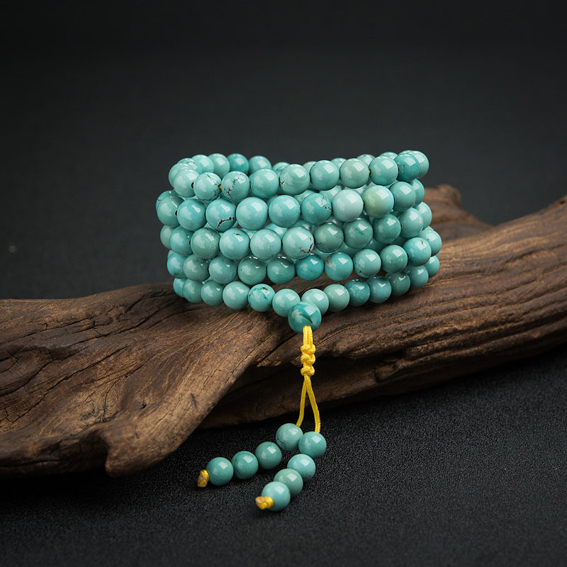 高瓷蓝绿松108佛珠 - 红掌柜