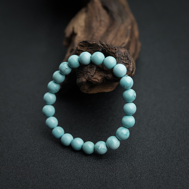 中高瓷铁线蓝绿松石手串-红掌柜