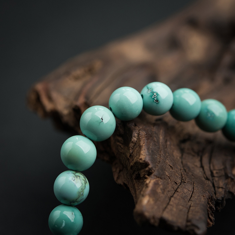 高瓷铁线蓝绿松石手串-红掌柜