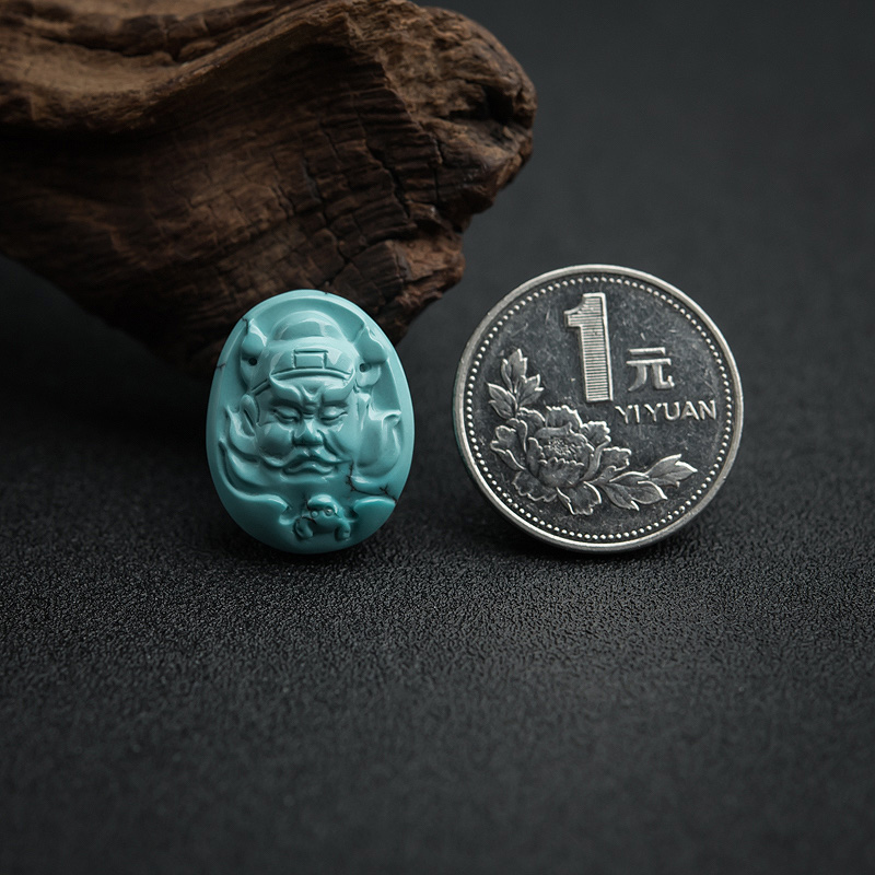 天然中高瓷铁线蓝绿松石吊坠-红掌柜