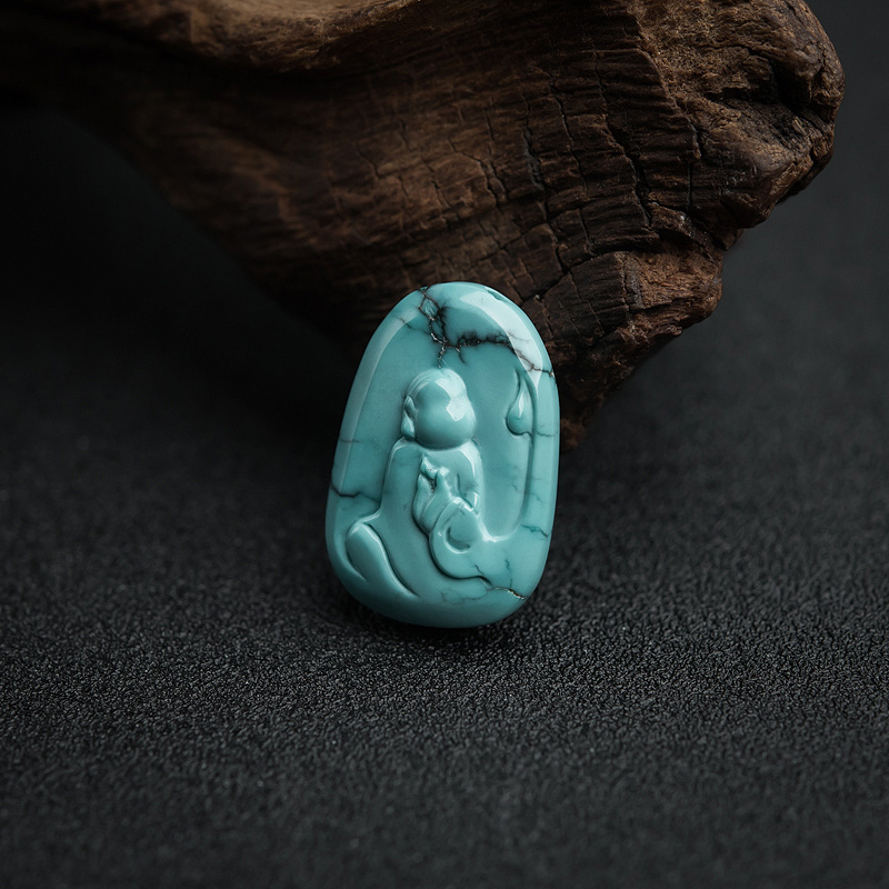 铁线蓝绿松石悟道吊坠-红掌柜