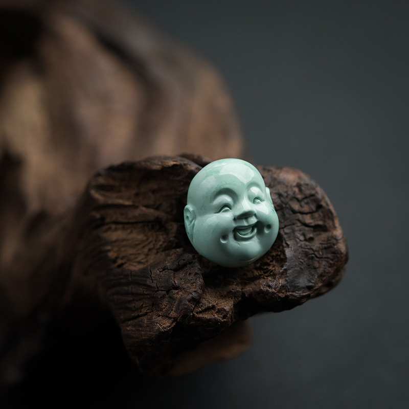 中高瓷蓝绿绿松石佛头单珠-红掌柜