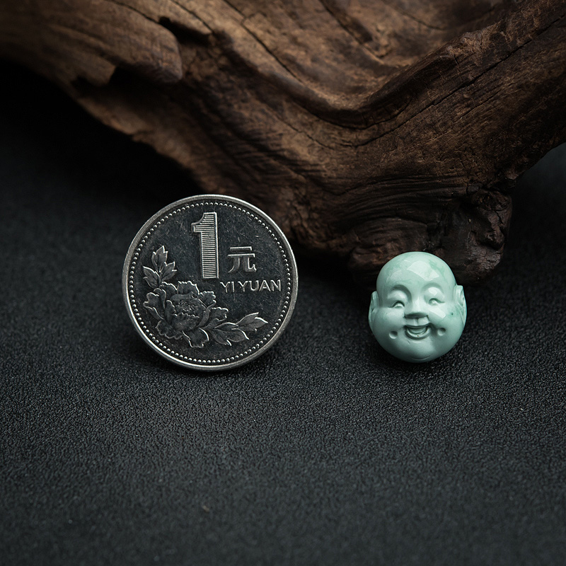天然中高瓷绿松石佛头单珠-红掌柜