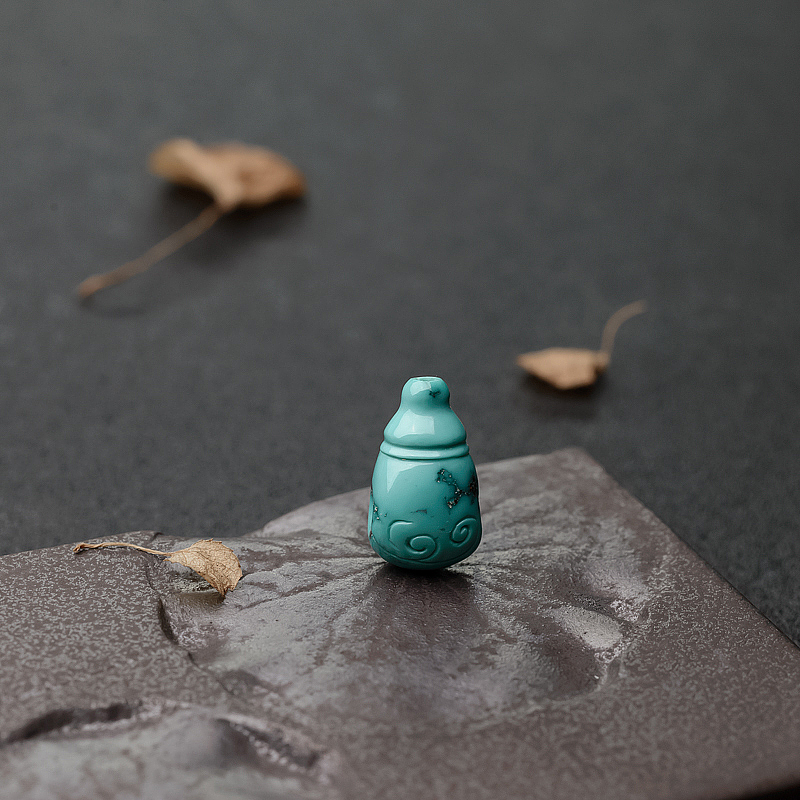 高瓷铁线蓝绿绿松石三通-红掌柜