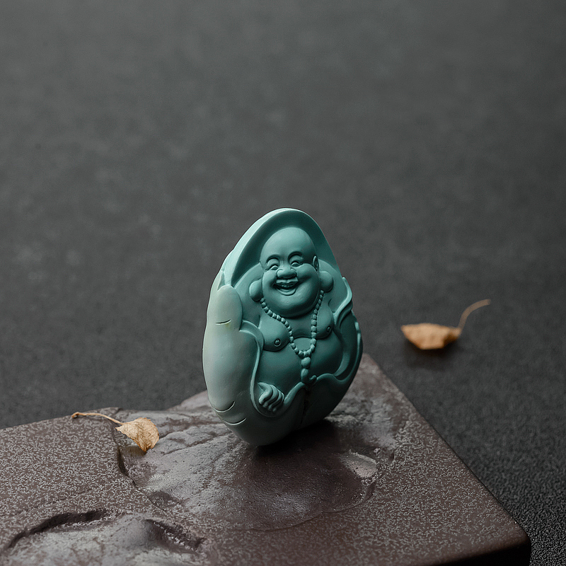 中瓷绿松石弥勒佛吊坠-红掌柜