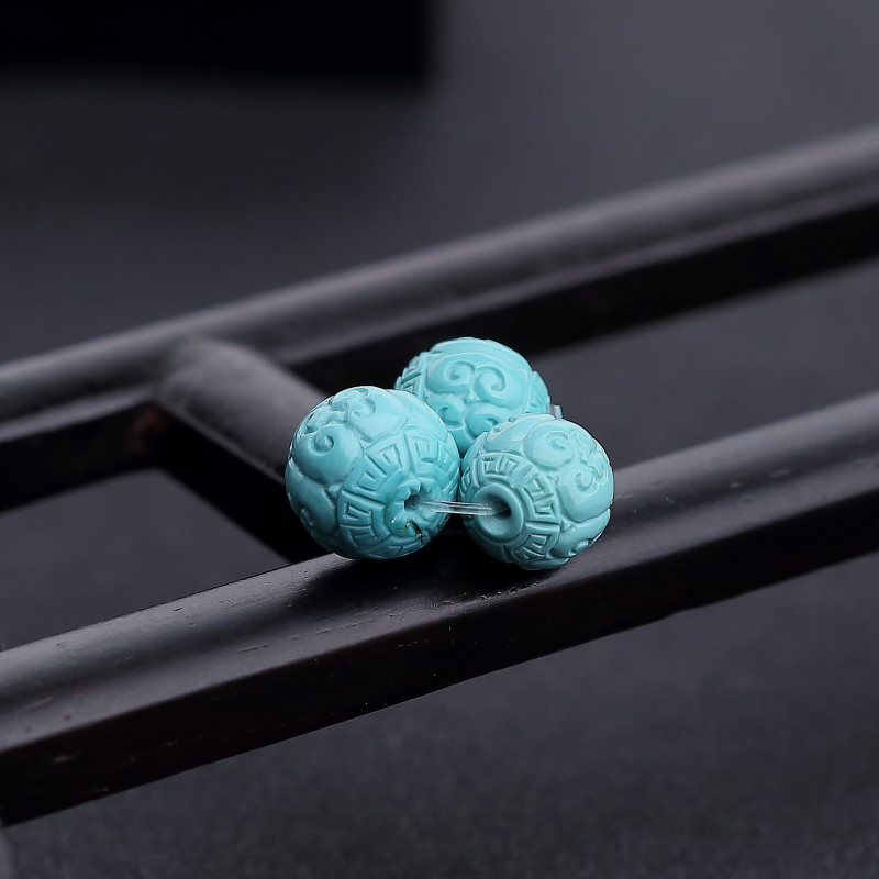 中高瓷蓝绿松石回纹珠-红掌柜