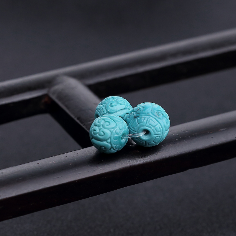 湖北天然蓝绿松石回纹珠-红掌柜