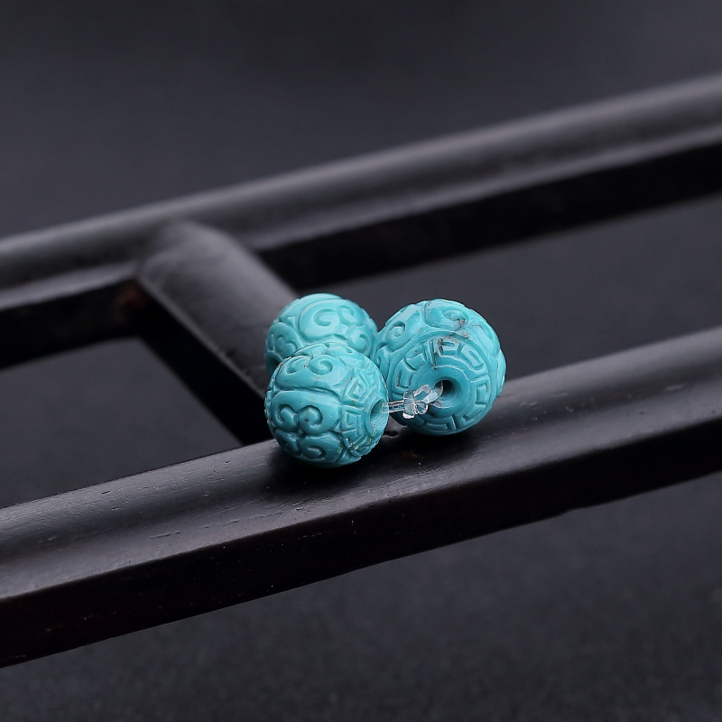 中高瓷蓝绿松石回纹珠-红掌柜