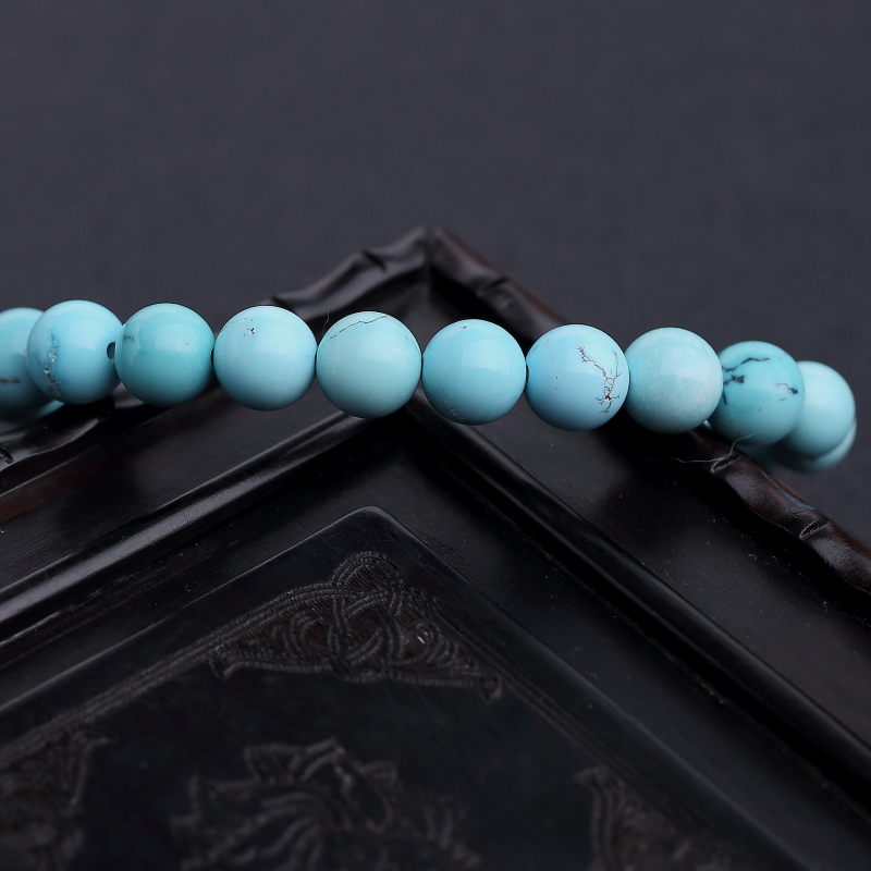 8mm中高瓷铁线绿松石手串-红掌柜
