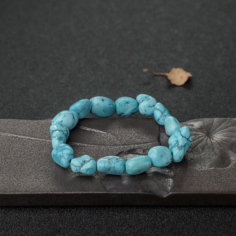 天然绿松石随形单圈手串-红掌柜