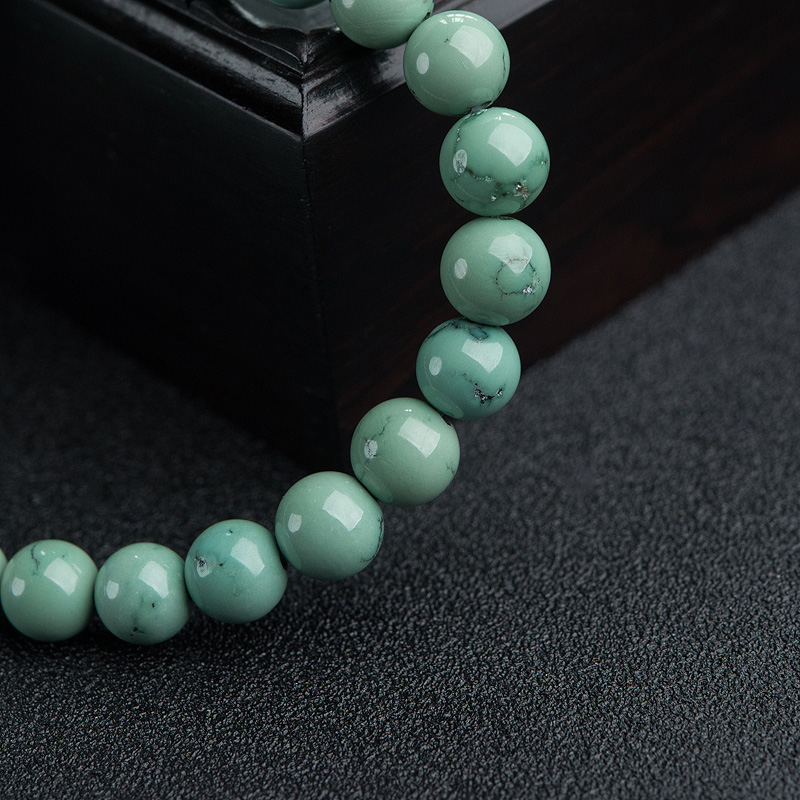 高瓷铁线绿松石单圈手串-红掌柜