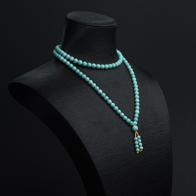 天然高瓷蓝绿松石108佛珠-红掌柜