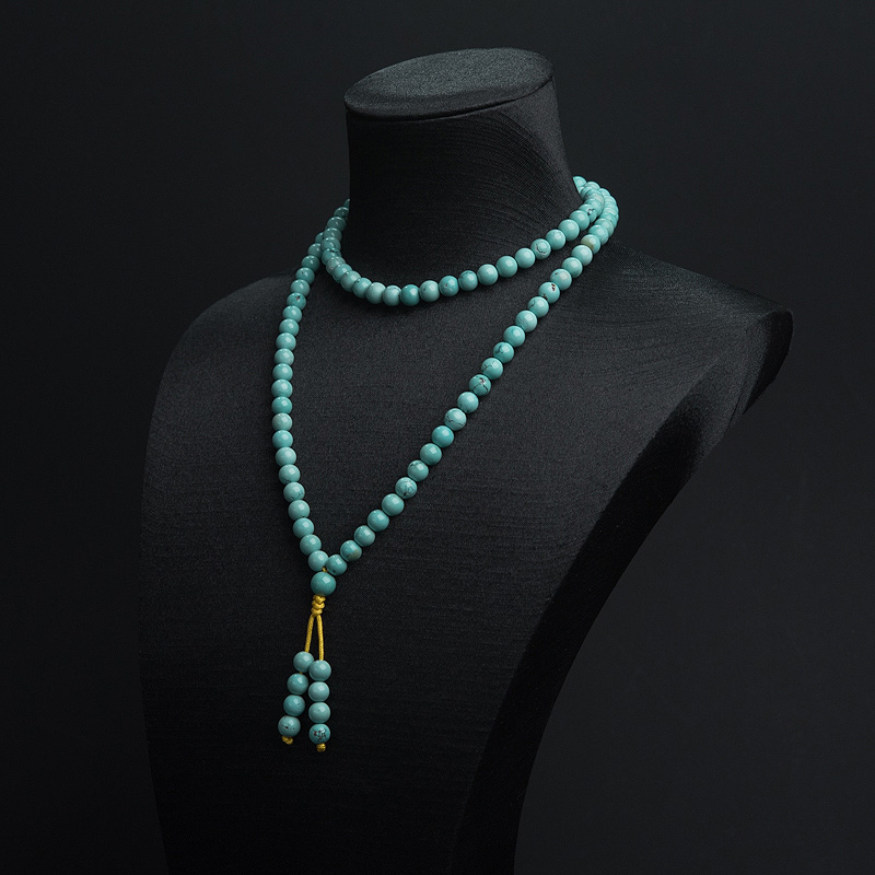 中高瓷铁线蓝绿绿松石108佛珠-红掌柜