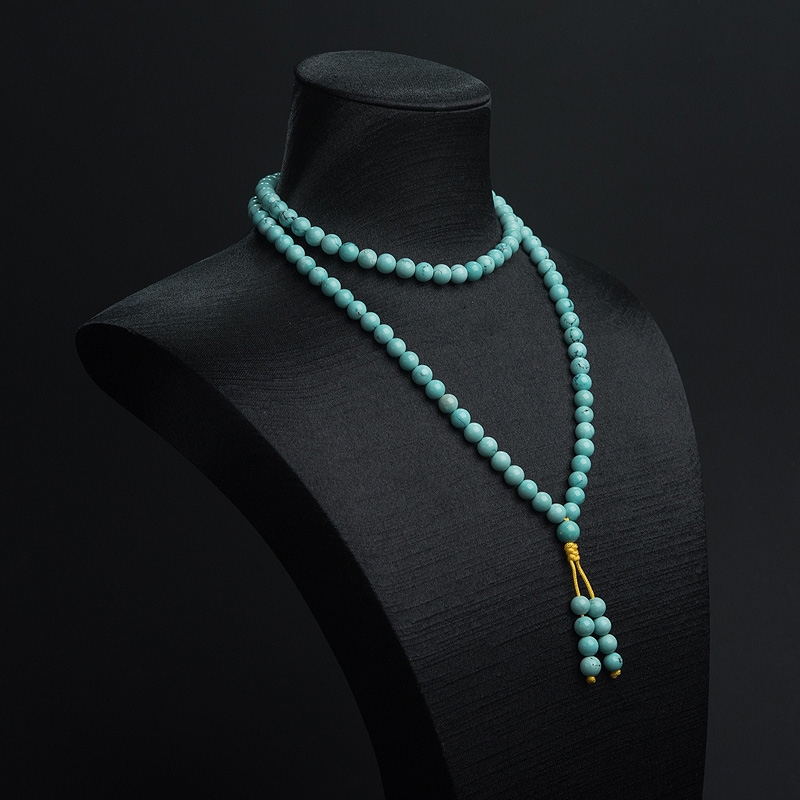 天然中高瓷蓝绿绿松石108佛珠-红掌柜