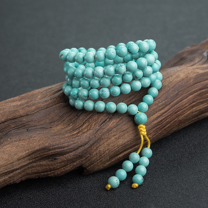 中高瓷蓝绿绿松石108佛珠-红掌柜